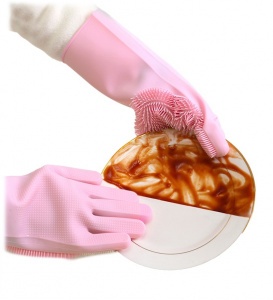 Купить Силиконовые перчатки Xiaomi Silicone Cleaning Glove Pink (HH674)