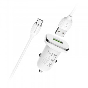 Купить АЗУ 1USB 3.0A QC3.0 Быстрая зарядка для Type-C Borofone BZ12Aa Белый
