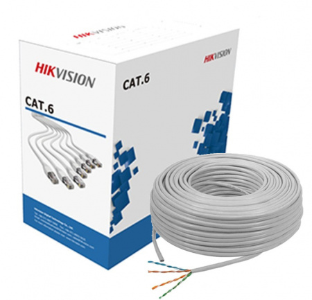 Купить Кабель UTP для внутренней прокладки 8 жил/4 пары 24AWG CAT6, бухта 305м Hikvision DS-1LN6-UE-W