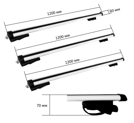 Купить Багажник на рейлинги CARCAM RAIL 8102C+B1 1200 мм 3 поперечины